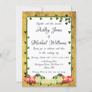 Invitation Aquarelle Floral Rustique Or Cordial Mariage