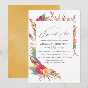 Invitation Aquarelle Floral Safari Sip et voir