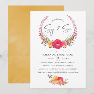 Invitation Aquarelle Floral Safari Sip et voir