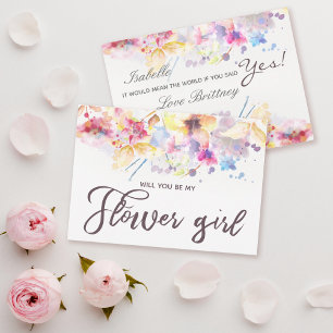 Invitation Aquarelle Floral Serez-vous ma fille Flower