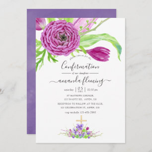 Invitation Aquarelle Floral Spring Confirmation