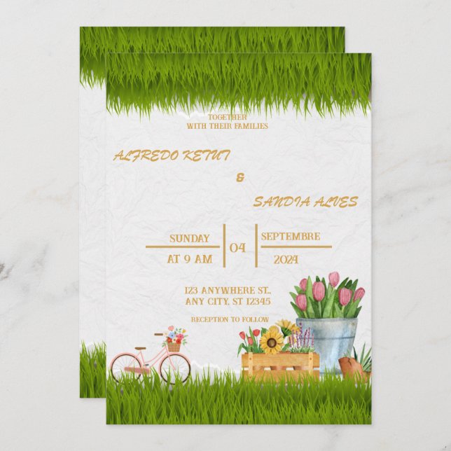 Invitation Aquarelle Floral Spring Mounts Mariage Invita (Devant / Derrière)