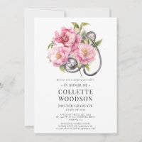 Aquarelle Floral Stethoscope Docteur Graduation