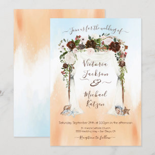 Invitation Aquarelle Floral Tropical Beach Mariage