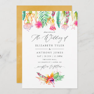 Invitation Aquarelle Floral Tropical Summer Beach Mariage