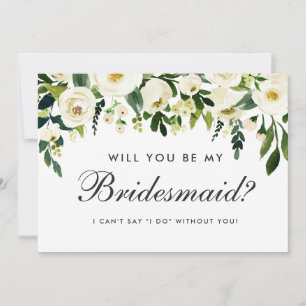 Invitation Aquarelle Floral Vert Blanc Mariage Bridesmaid