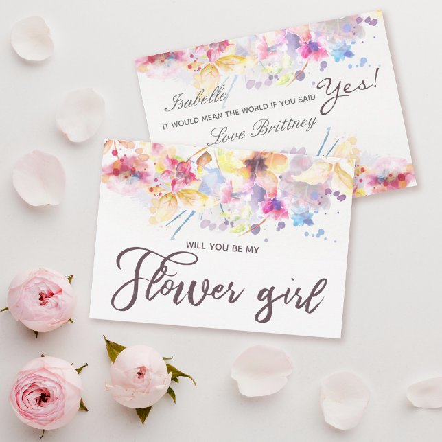 Invitation Aquarelle Floral Veux-tu être ma Demoiselle d'Honn (Créateur téléchargé)