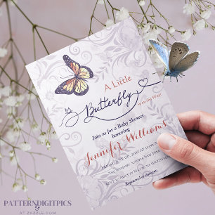 Invitation Aquarelle Floral Whimsical Butimsical Baby shower