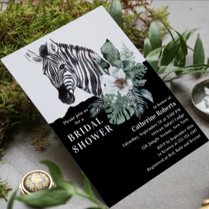 Invitation Aquarelle Floral Zebra Fête des mariées Invita
