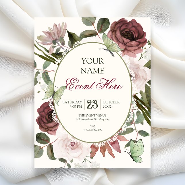 Invitation Aquarelle florale  (Créateur téléchargé)