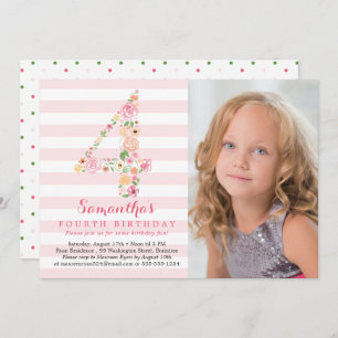 Invitation Aquarelle Florale 4 / Quatrième anniversaire avec