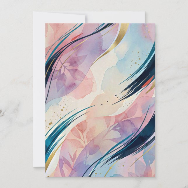 Invitation Aquarelle florale abstraite pastel botanique (Devant)