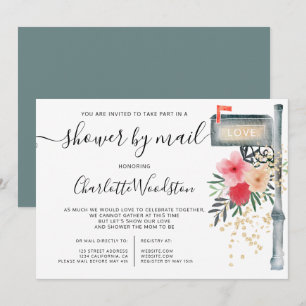 Invitation Aquarelle florale annulé douche par boîte postale