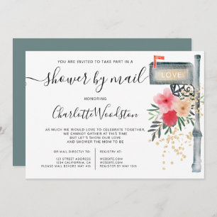 Invitation Aquarelle florale annulée douche par boîte aux let