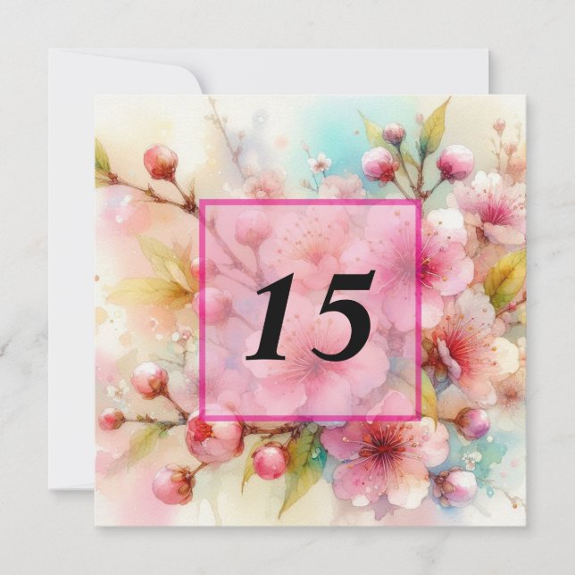 Invitation Aquarelle florale aux couleurs pastel douces (Devant)