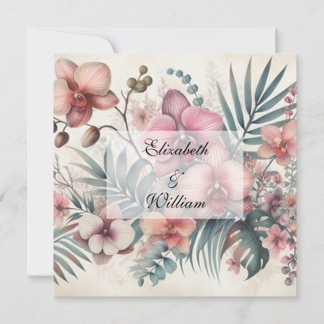 Invitation Aquarelle florale aux couleurs pastel douces (Devant)