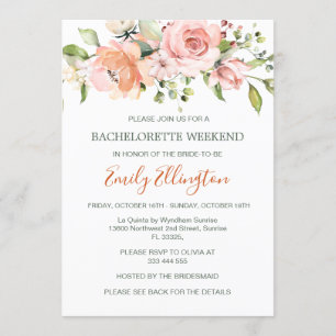 Invitation Aquarelle florale Bachelorette Week-end Itinéraire