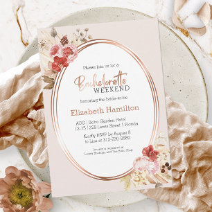 Invitation Aquarelle Florale Bachelorette Week-end Itinéraire