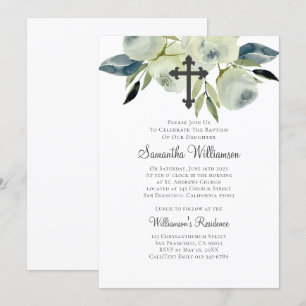 Invitation Aquarelle Florale Baptisée