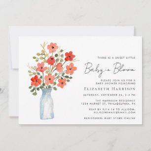 Invitation Aquarelle Florale bébé dans le Baby shower en fleu