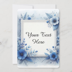 Invitation Aquarelle florale bleue aux accents élégants