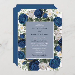 Invitation Aquarelle Florale Bleue Moderne Mariage élégant