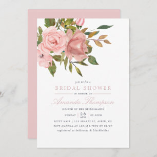 Invitation Aquarelle florale Blush Fête des mariées rose Invi