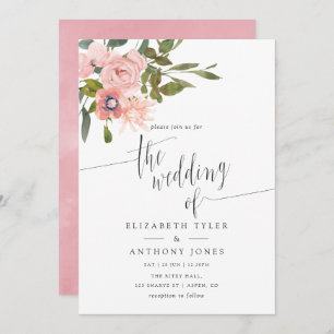 Invitation Aquarelle florale Blush Rose Mariage Inviter
