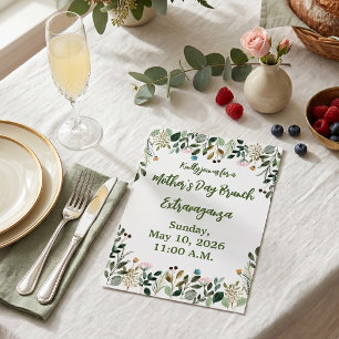 Invitation Aquarelle Florale Botanique Brunch de la Fête des