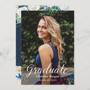 Invitation Aquarelle Florale Botanique Graduation Party Photo