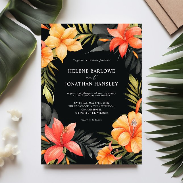 Invitation Aquarelle florale Botanique Mariage tropical (Floral Watercolor Botanical Tropical Wedding Invitation)