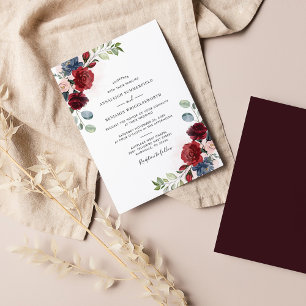 Invitation Aquarelle Florale Bourgogne Mariage élégant