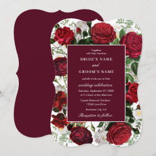 Invitation Aquarelle florale bourguignonne moderne Mariage él