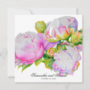 Invitation Aquarelle florale classique et élégante de pivoine