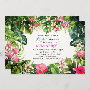 Invitation Aquarelle florale de feuille vert élégant de
