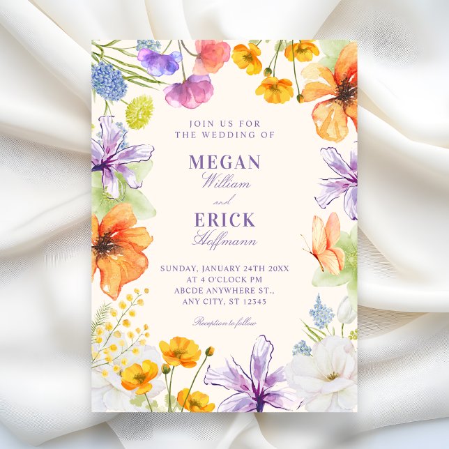 Invitation Aquarelle florale de mariage (Créateur téléchargé)