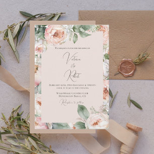 Invitation Aquarelle florale de pivoine rose Mariage moderne