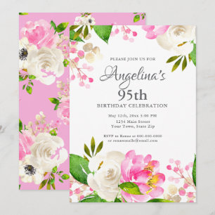Invitation Aquarelle Florale de Printemps pour 95e Anniversai