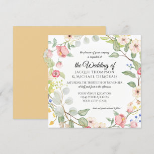 Invitation Aquarelle florale de rose d'or d'automne de