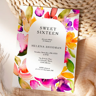 Invitation Aquarelle florale de taille supérieure en gras Swe