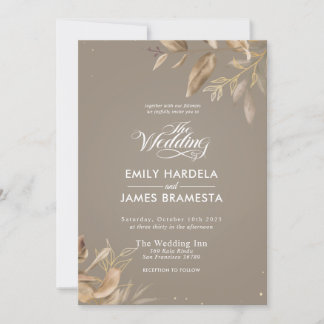 Invitation Aquarelle Florale d'or Mariage budget