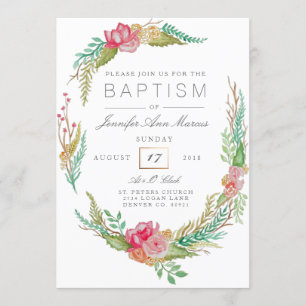 Invitation Aquarelle florale du printemps   Baptême