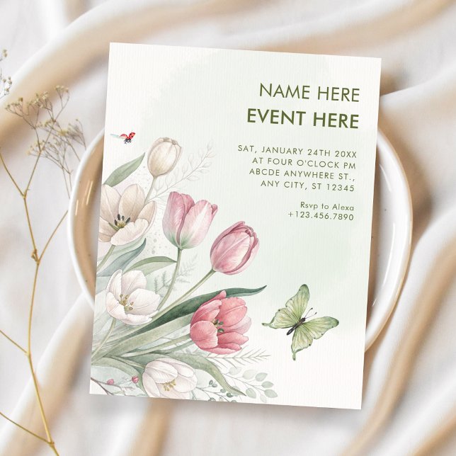 Invitation Aquarelle florale élégante  (Créateur téléchargé)