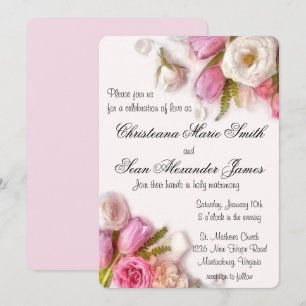 Invitation Aquarelle florale élégante de ressort rose et