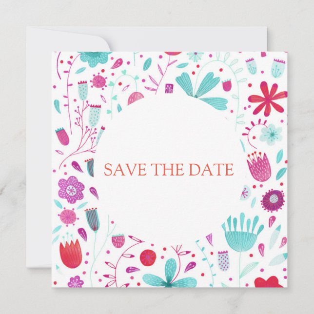 Invitation Aquarelle florale Enregistrer la date (Devant)