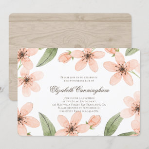 Invitation Aquarelle florale et enterrement de mémorial de
