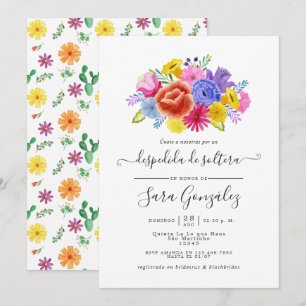 Invitation Aquarelle Florale Fête des mariées Fiesta espagnol