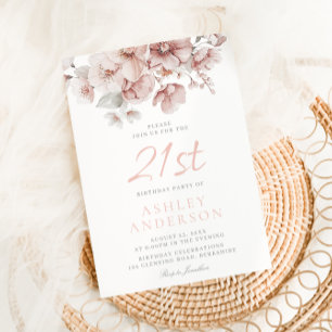 Invitation Aquarelle florale floue 21e anniversaire