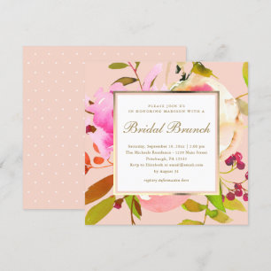 Invitation Aquarelle florale floue avec points Brunch nuptial