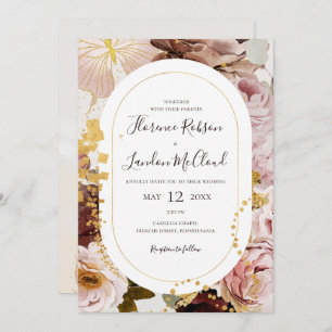Invitation Aquarelle Florale Flush moderne tout en un Mariage